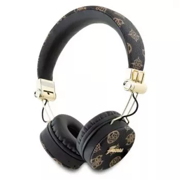 Guess Peony Script Round Shape Wireless Over-Ear Headphones with Bluetooth 5.3 and ENC (Black)