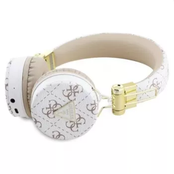 Guess 4G Triangle Round Shape - Juhtmeta On-Ear Bluetooth Kõrvaklapid ENC-ga (Valge)