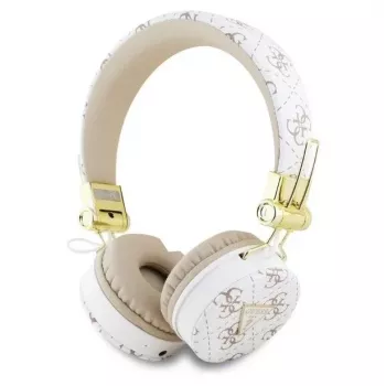 Guess 4G Triangle Round Shape - Juhtmeta On-Ear Bluetooth Kõrvaklapid ENC-ga (Valge)