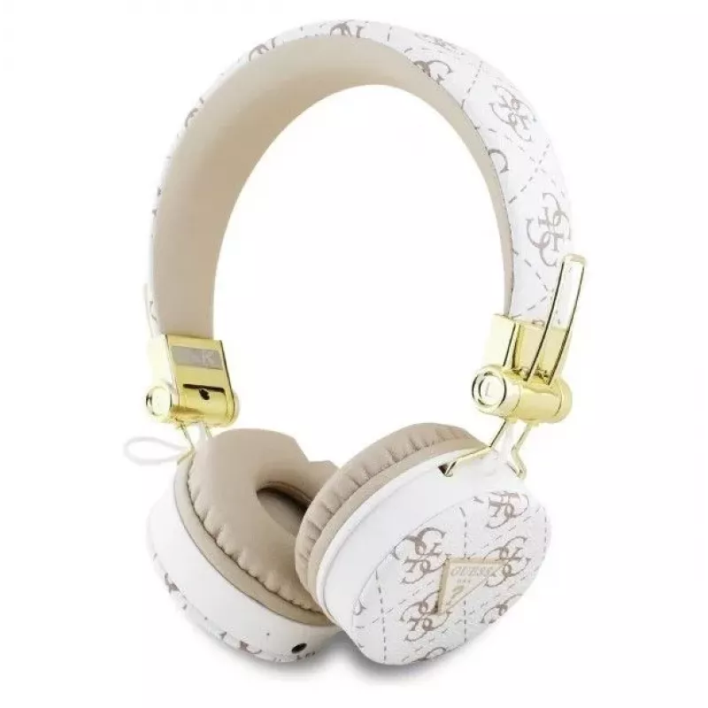Guess 4G Triangle Round Shape - Juhtmeta On-Ear Bluetooth Kõrvaklapid ENC-ga (Valge)