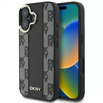 DKNY DKHMP16SPCPVSLK iPhone 16/16.1 kõva ümbris ruudumustriga MagSafe must