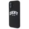 DKNY DKHMP16SSNYACH Kõva ümbris Apple iPhone 16 6,1-tollisele mustast silikoonist valge trükitud logoga MagSafe