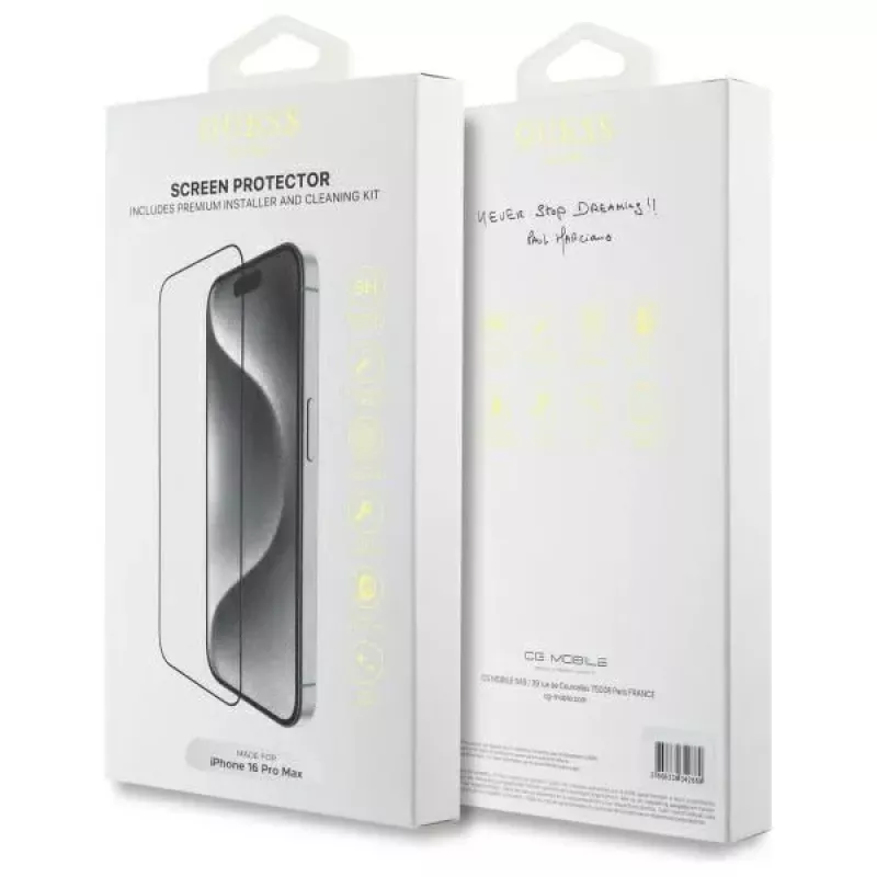 Guess GUTGP16XBOKGCIT iPhone 16 Pro Max 6.9 tolli ekraanikaitse 2.5D Outline - karastatud klaas