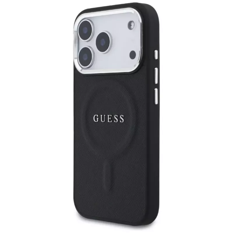 Guess Classic Logo MagSafe ümbris iPhone 17 Pro jaoks, must