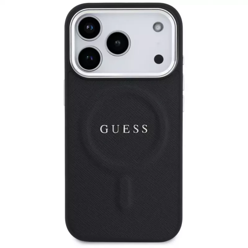 Guess Classic Logo MagSafe ümbris iPhone 17 Pro jaoks, must