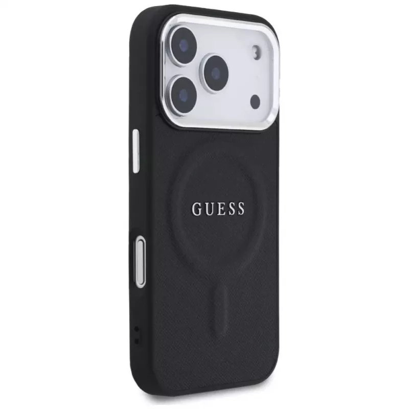 Guess Classic Logo MagSafe ümbris iPhone 17 Pro jaoks, must