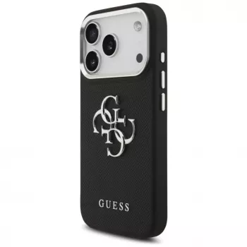 Guess Grained Big 4G Classic Logo ümbris Apple iPhone 17 Pro jaoks, must