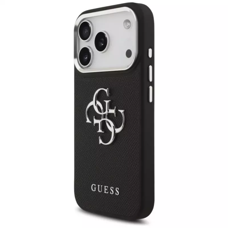 Guess Grained Big 4G Classic Logo ümbris Apple iPhone 17 Pro jaoks, must
