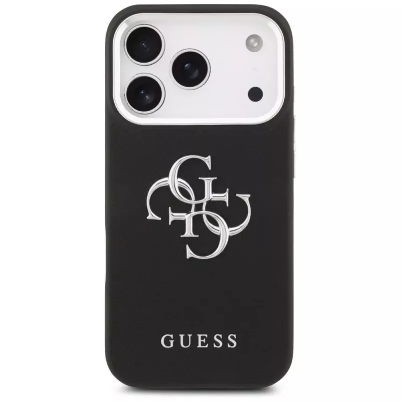 Guess Grained Big 4G Classic Logo ümbris Apple iPhone 17 Pro jaoks, must