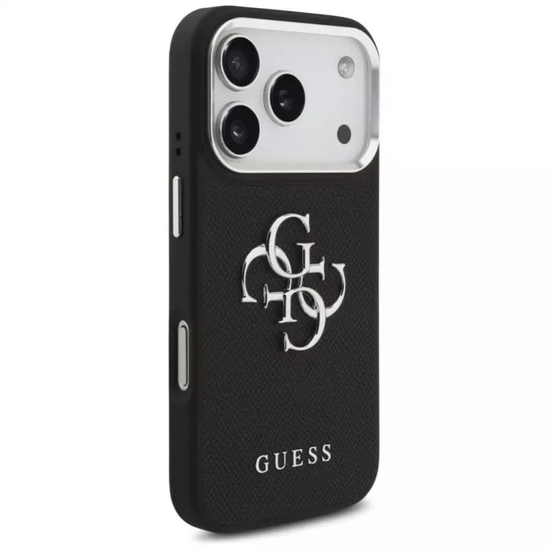 Guess Grained Big 4G Classic Logo ümbris Apple iPhone 17 Pro jaoks, must