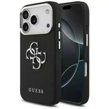 Guess Grained Big 4G Classic Logo ümbris Apple iPhone 17 Pro jaoks, must