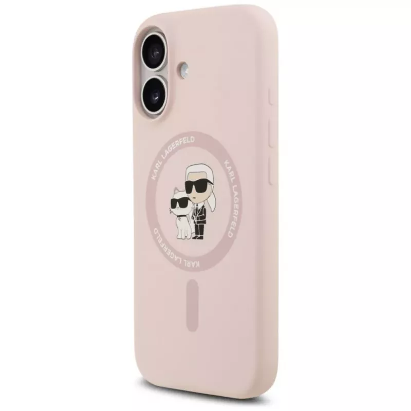 KARL LAGERFELD Silicone Case Karl&Choupette Ring MagSafe for iPhone 17 Pink