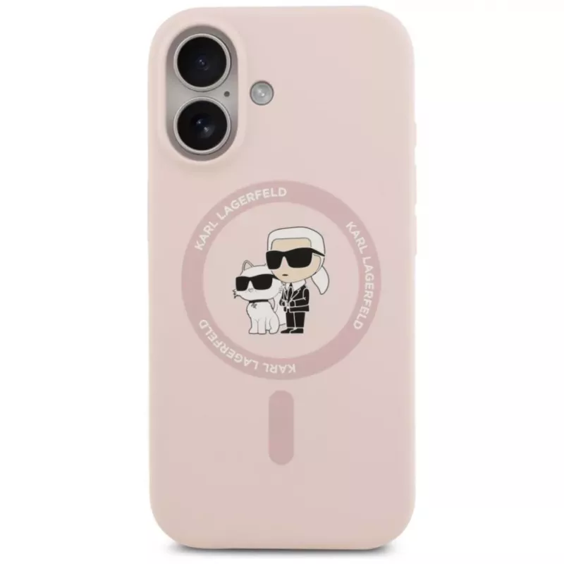 KARL LAGERFELD Silicone Case Karl&Choupette Ring MagSafe for iPhone 17 Pink