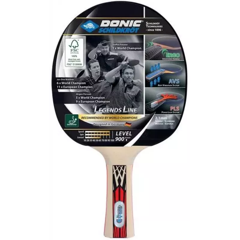 Donic Schildkröt Legends 900 Lauatennise Reket Must/Punane Puit