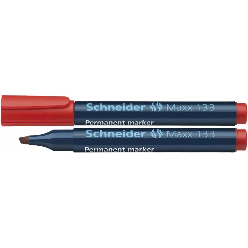 Schneider Pen Maxx 133 Permanent Marker - Red - Chisel Tip - 1-4 mm Line Width