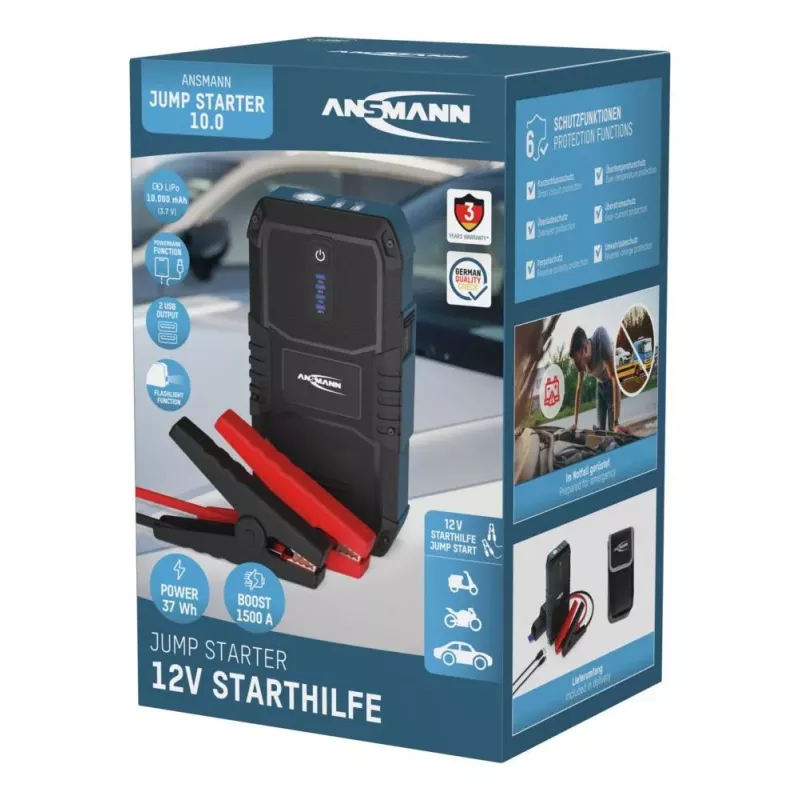 ANSMANN Jump Starter 10.0 Power Bank Flashlight 37Wh 12V
