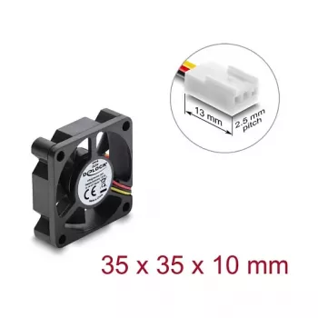 Delock Axial Fan 5 V DC, 35 x 35 x 10 mm Must