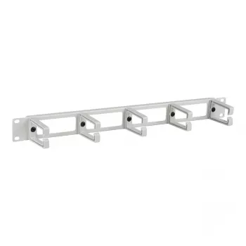 EFB 19 inch 1U kaablihalduspaneel 4 läbiviigu ja 5 plastikklambriga, helehall (RAL 7035)