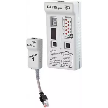 METZ CONNECT KAPRI Plus kaabli- ja ühenduste tester koos Testbox 1-ga - võrgu- ja ISDN-kaabli tester (130670-E)