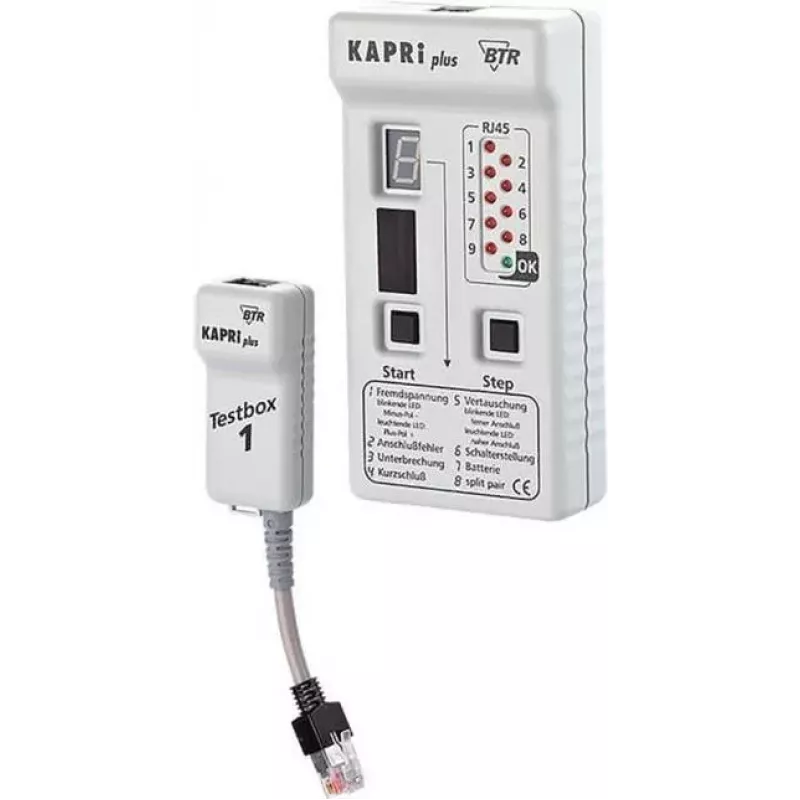 METZ CONNECT KAPRI Plus kaabli- ja ühenduste tester koos Testbox 1-ga - võrgu- ja ISDN-kaabli tester (130670-E)