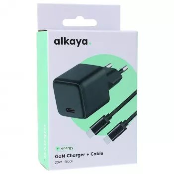 ALKAYA NEXUS Speed Flex Laadijakomplekt GaN-tehnoloogiaga 20W Must