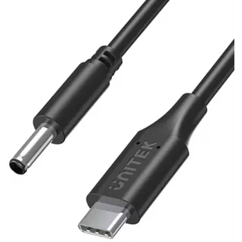 UNITEK Dell sülearvuti toitekaabel 65W USB-C – DC 4,5mm – 1,8m must