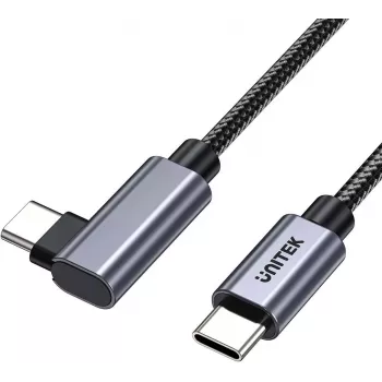 UNITEK USB-C kaabel 90° nurga all PD 100W 2m must