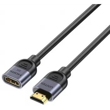 UNITEK HDMI pikenduskaabel 1m, HDMI 2.1, 8K@60Hz, 48Gbps, must