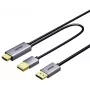 UNITEK HDMI to DisplayPort 4K kaabel USB-A toitega, 1,8 m, must