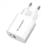 Wozinsky WGWCW 20W USB-A USB-C seinälaadija - valge