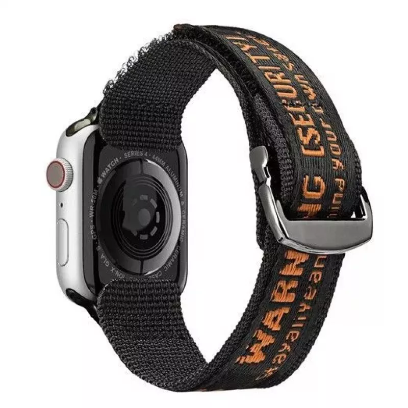 Dux Ducis Strap (Outdoor Version) Nylon Watch Band for Apple Watch Ultra, SE, Series 9, 8, 7, 6, 5, 4, 3, 2, 1 (49, 45, 44, 42 mm) Must ja Oranž