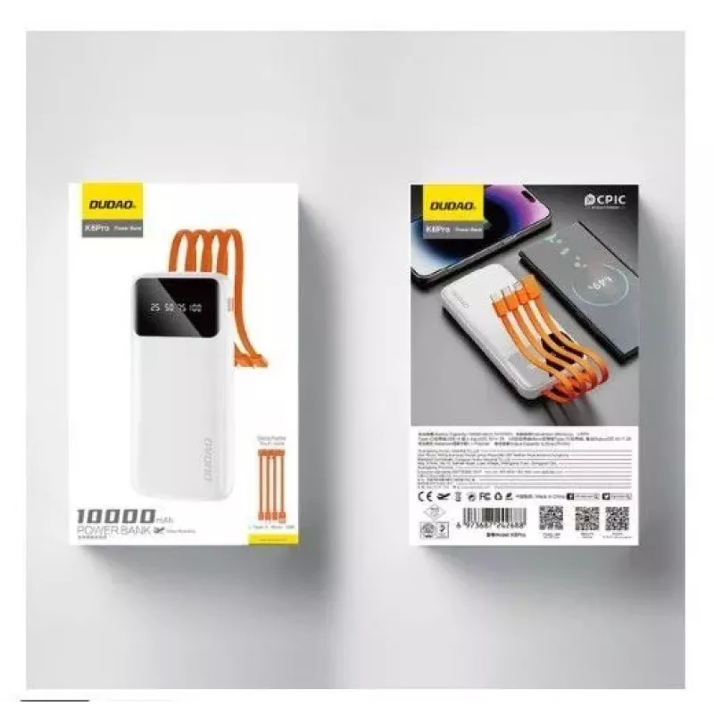 DUDAO K6Pro Power Bank 10000mAh 10W 4 Cables Must