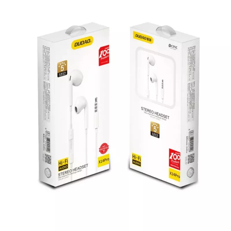 Dudao X14PRO kõrvaklapid (kõrvasisesed) 3,5 mm minijack-pistikuga, valge