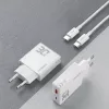 Dudao A30EU GaN 30W USB-C USB-A seinadapter koos USB-C–USB-C kaabliga 1m valge