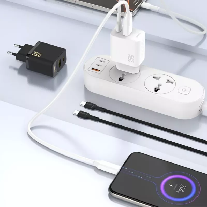 Dudao A26T GaN 25W USB-A, USB-C laadija - must