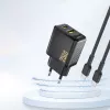 Dudao A26T GaN 25W USB-A, USB-C laadija - must
