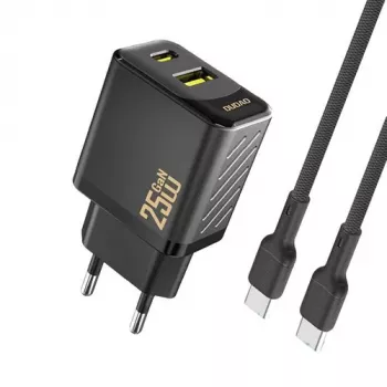 Dudao A26TCEU PD QC 25W GaN USB-A USB-C seinadapter USB-C kaabliga must