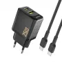Dudao A26TCEU PD QC 25W GaN USB-A USB-C seinadapter USB-C kaabliga must