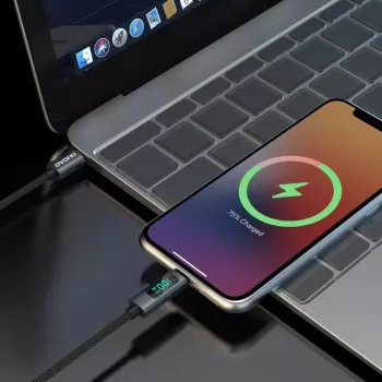 Dudao L7C USB-C to USB-C 100W kaabel LED-ekraaniga 1m - Must