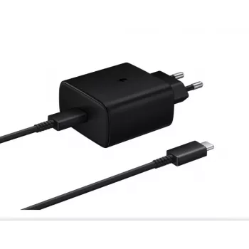 Samsung EP-TA845EBE + EP-DW767JBE 45W Travel Charger ja USB-C to USB-C andmekaabel must (OOB hulgipakend)