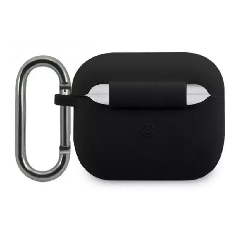Lacoste Apple AirPods 3 vedelsilikoonist läikiva trükitud logoga ümbris, must