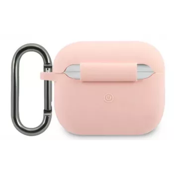 Lacoste Apple AirPods 3 vedelsilikoonist läikiva trükiga logoga ümbris roosa