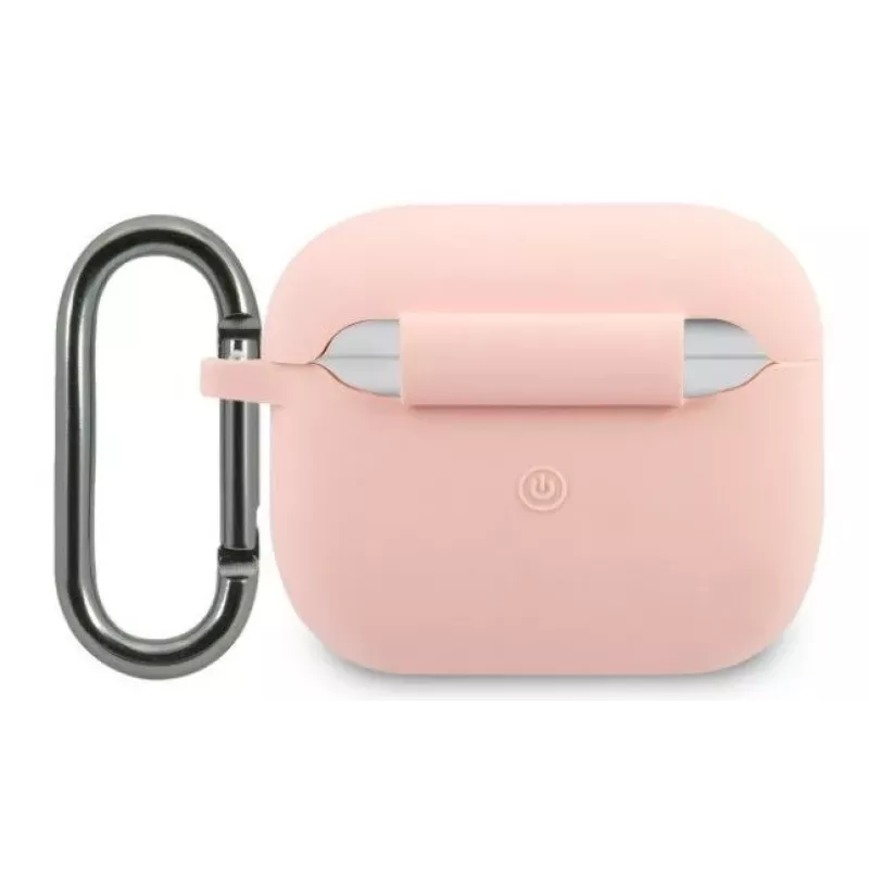 Lacoste Apple AirPods 3 vedelsilikoonist läikiva trükiga logoga ümbris roosa