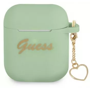 Guess GUA2LSCHSN Silicone Charm Heart Collection Cover for Apple AirPods 1/2, Green