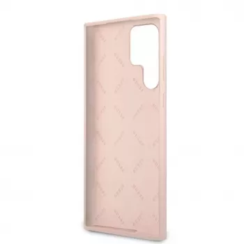 Guess Samsung Galaxy S22 Ultra Silicone Metal Logo Case Pink