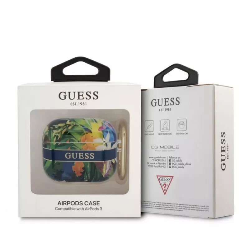 Guess Apple AirPods 3 TPU Lillede Mustriga Korp Sinine