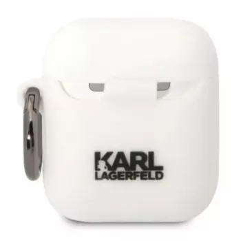 Karl Lagerfeld Apple AirPods 1/2 3D Logo NFT Karl Head Silikoonkest Valge