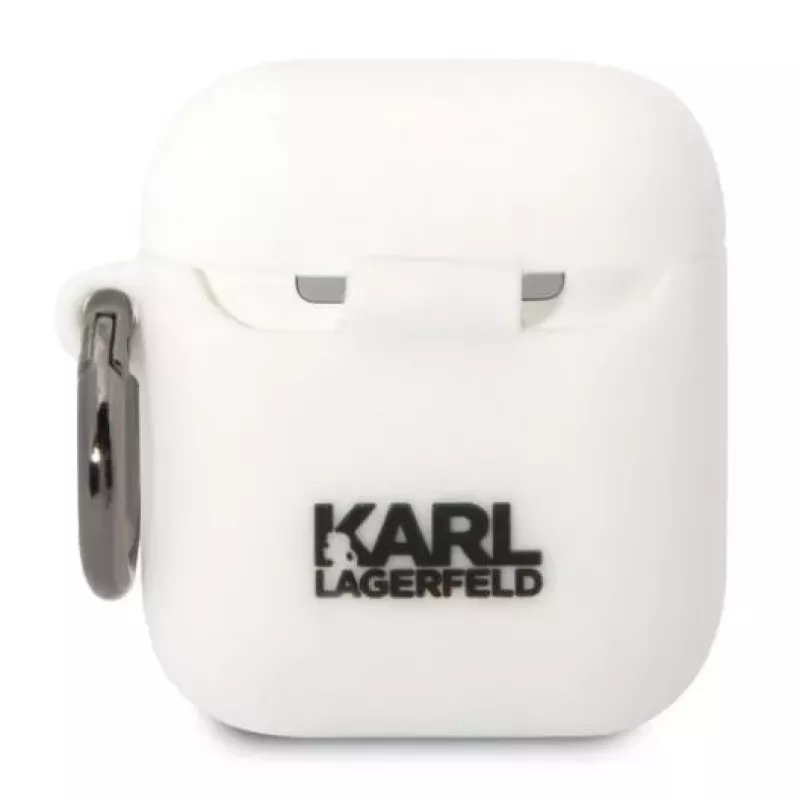 Karl Lagerfeld Apple AirPods 1/2 3D Logo NFT Karl Head Silikoonkest Valge