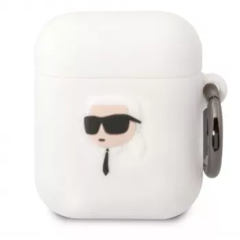 Karl Lagerfeld Apple AirPods 1/2 3D Logo NFT Karl Head Silikoonkest Valge