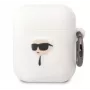 Karl Lagerfeld Apple AirPods 1/2 3D Logo NFT Karl Head Silikoonkest Valge